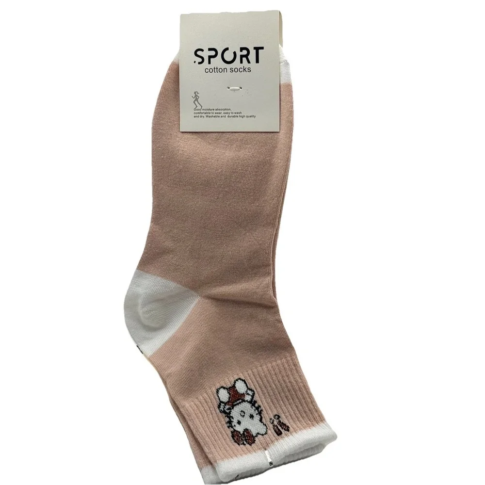 Cozy Hello Kitty Sport Crew Socks Womens 9-11 Pink White New 3 Pack Sanrio